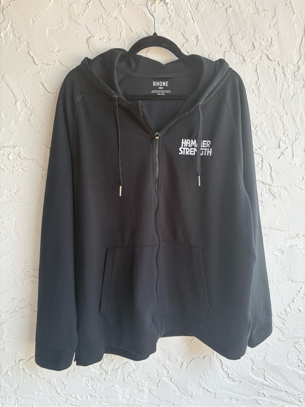 Rhone x Hammer Strength Men’s XXL Black Full Zip Performance Hoodie Gym Athletic